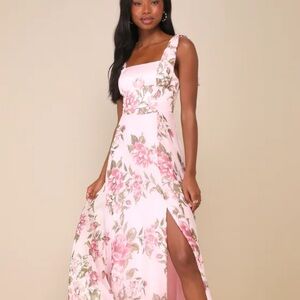 Lulu's Pink Floral Maxi Dress